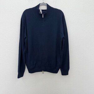 Ermenegildo Zegna Navy Blue 100% Cashmere Full Zip Knit Sweater Mens size XL 54